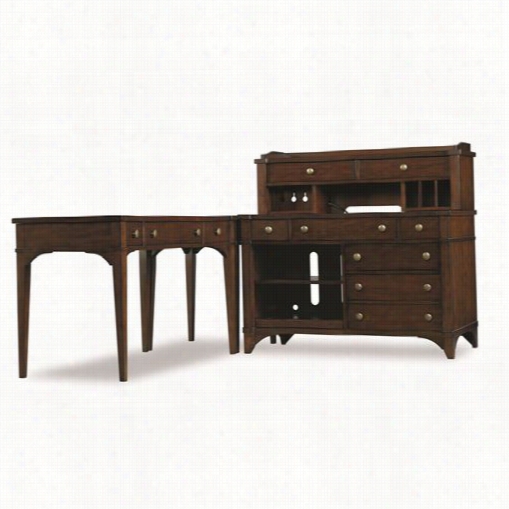 Hooker Movables 637-10-466 Lateral File And Computer Credenza Hutch In Dark Wood With Cornerunit