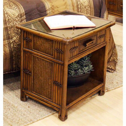 Hospitality Rattan 710-52 72-atq Polynesian One Draweer Nightstand In Antique
