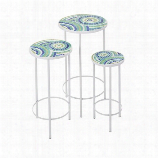 Imax  Worldwide 65372-3  Laguna Inlaid Table  - Set Ofo 3