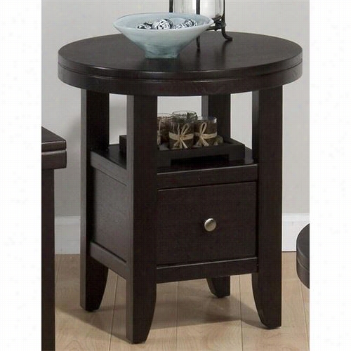 Jofran 091-6 Round End Table With Drawer Amd Sh Elf In Marlon Wenge