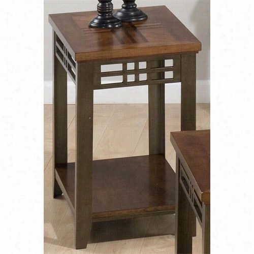 Jofran 536-7 Chairside Table With Inlay Wood Top In Barrington Cherry