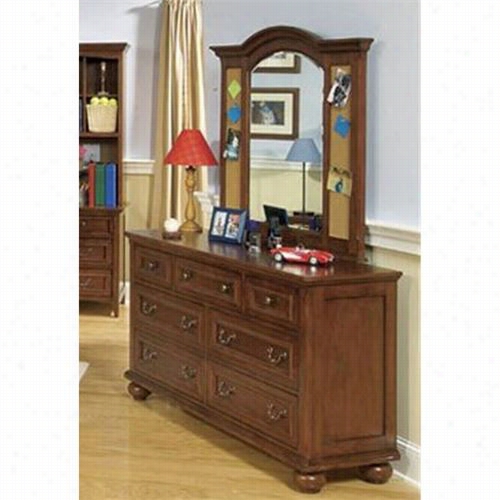 Legacy Classic Furniture 490-1100c-490-0300c Maerican Spirit Dressser With Landscape Mirror In Mean Brown Chrrfy