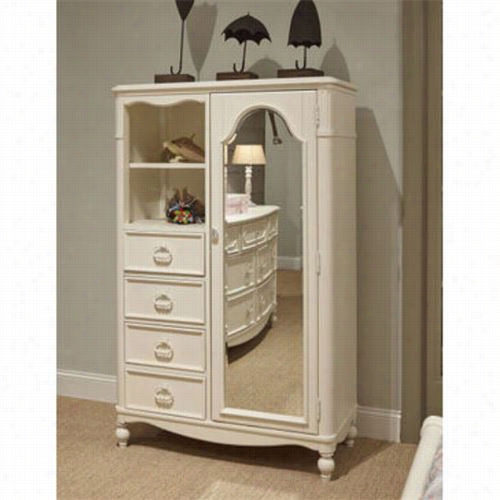 Bequest Classic Furniture  4910-2400 Wendy Bellissimo Mirrored Door Chesst In Antique Linen White