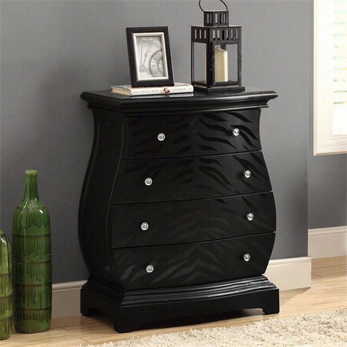 Monarch Specialties I3891 Black Tiger Veneer Contemporary Ombay Breast