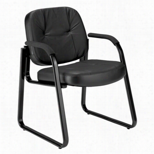 Ofm 5003-l Leather Guest/reception Chair In Black