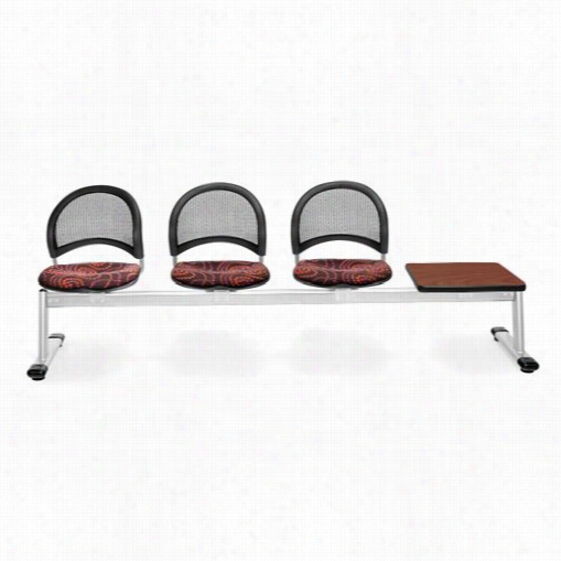 Ofm E334t Eleme Nts Moon 4-unit Beam Seating With 3 Seats And 1 Cherry Tabls