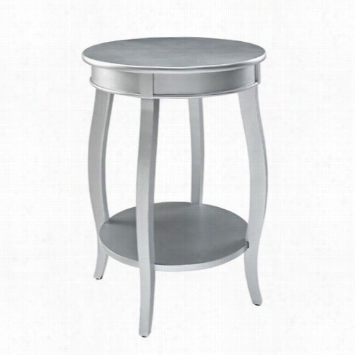 Plwell Furniture 145-350 Round Table In Silver Witth Shelf