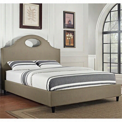 Powell Furniture 167-058m1 Key Hole Queen/full Bed With Nailhead Trim In Tan