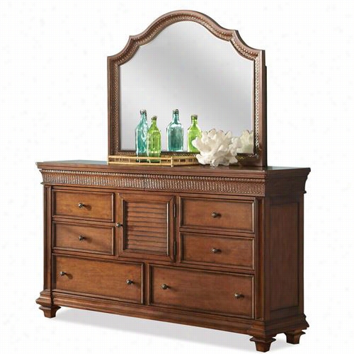 Riverside 428662-42861 Windward Bay Door Dresser With Arch Landscape Mirror