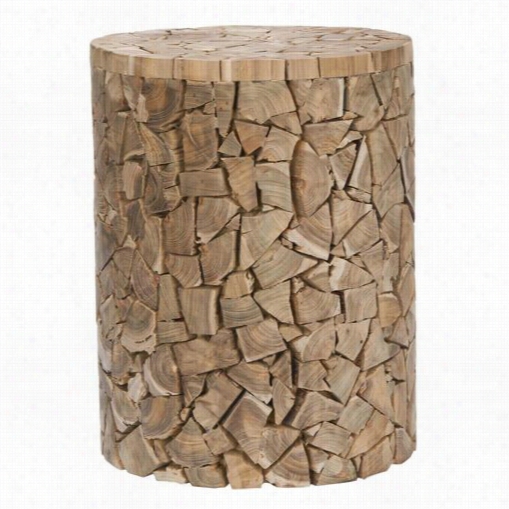 Safavieh Fo1000a Canyon Teak Round Stool In Medium Oak