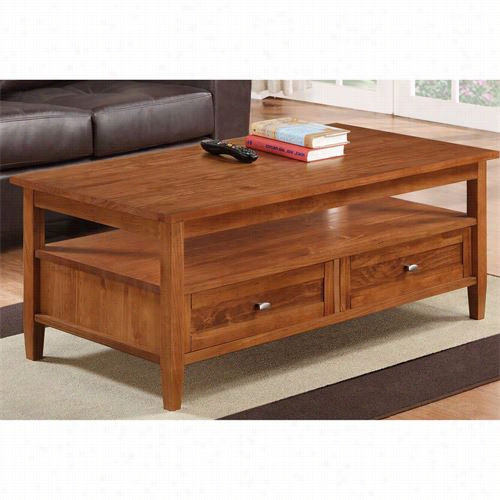 Simpli Home Awxsh001 Warm Shaker Coffee Table In Honey Brown