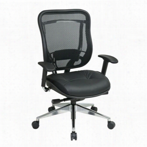 Space Seatingg 818a-41p9c1a8 818a Serie S Executive High Back Black Office Chair With Leather Seat