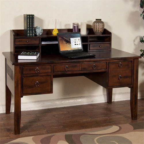 Sunny Designs 2962dc_d-2962dc-h Santa Fe Writing Desk With Hutch In Dark Chocolate