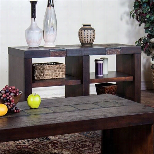 Sunny Designs 3215dww-s Walnut Creek Dark Sofa/ Console Table In Dark Walnut Wathered