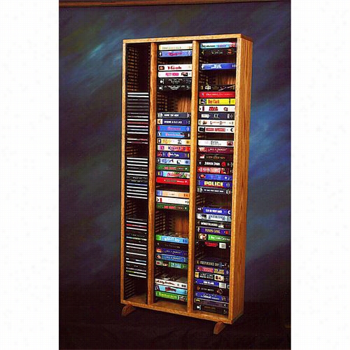 The Wwood Shhed 313-4cd-dvd Solid Oakt Ower For Cd's And Dvd's (individual Locking Slots)