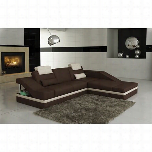 Vig Furniture Vgev5039b Divani Casa Modern Bonded Leayher Sectional Sofa In Brown/white