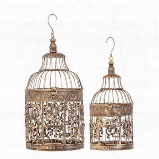 Woodland Imports 66017 Metal  Bird Cage  Bird Keeping Wih Decor Sense - Est Of 2