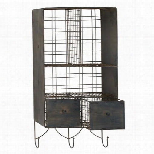 Wodoland Imports 66 568 Metal Wall Shelf With C Olmns And Hooks