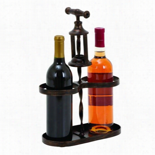 Woodland Imports 93738 Meatl Wine Holder With Traditional Cork--opener Accent