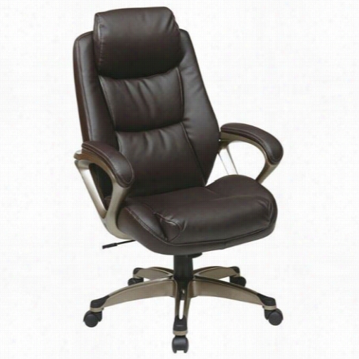 Worksmart Ech89181-ec1 Executive Espressoe C Leather Chair With Added Arms And Coated Base
