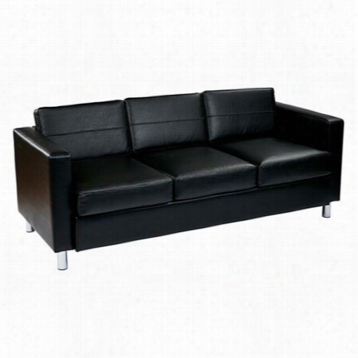 Worksmart Pac53--v18 Pacific Sofa Wiht Blaci Faux Leather/vinyl Fabric