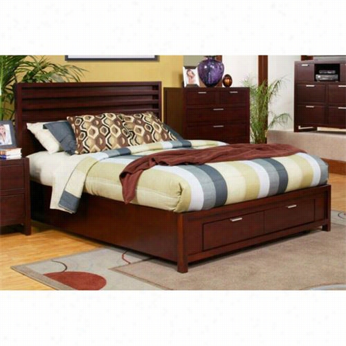 Alpiine Furniture Ta-01-q Camarillo Queen Platfotm Bed With Storag  Footboard In Merlot