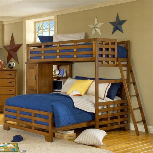 American Woodcrafters 1800-tflb-1800-906 Heartland Twin Over Full Student Lofft Bed With Trundle Storage Unit In Spice