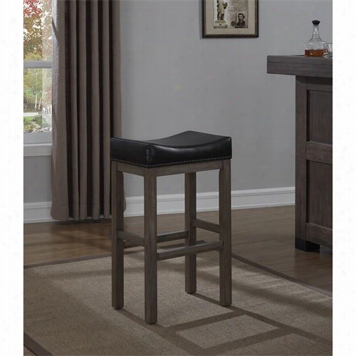 American Woodcrafters B2-207-26l Walker Creek Saddle Seat Counter Stool In Grey Driftwood/black Bonded Leather