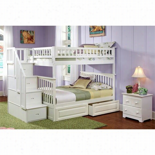 Atlanitc Furniture Ab5582  Colubmia F Ull Over Full Staircase Bunk Bed With 2 Rasied Panel Bed Drawers