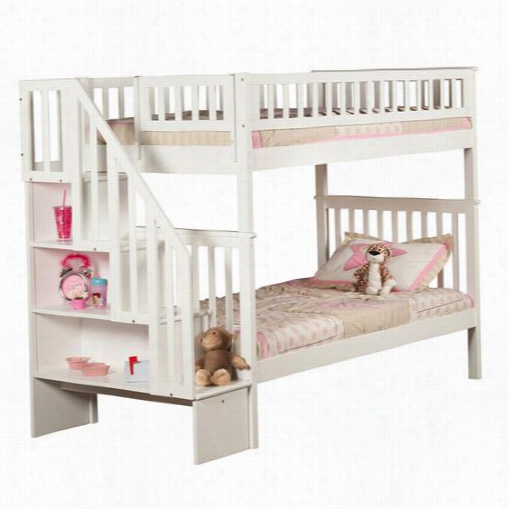 Atlantic Fuurniture  Ab56602 Woodland Doubled  Over Twin Staircase Bunk Bed