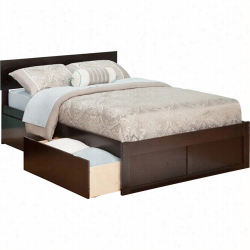 Atlantic Fuurniture Ar813211 Orlando Full Bed With Flat Panelf Ootboard And  2 Urban  Bed Drawers