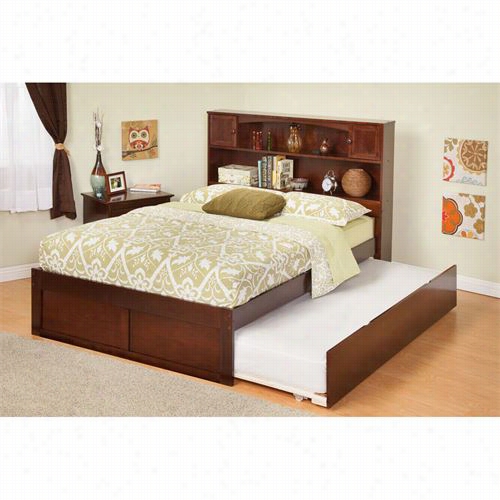 Atlantic Furniture Ar852201 Newport Twinbookcase Bed With A Flat  Panel Footboard And Urban Trunddle Bed