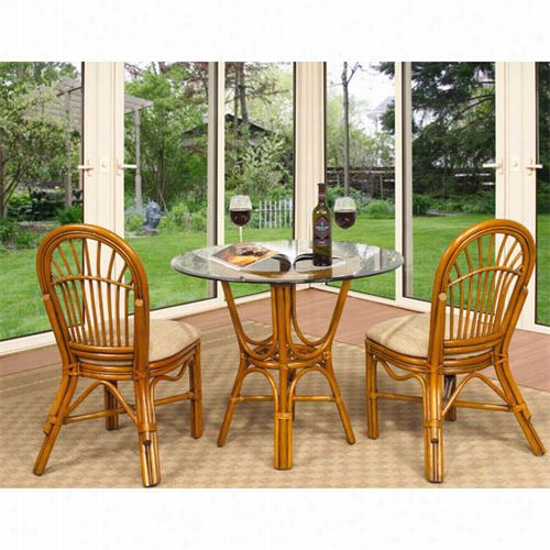 Boca Rattan 104011-3pcs Antigua 3 Piece  Cafe Set Includes 2 Side Chairs And Cafe Table In Royal Aak