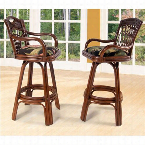 Boac Rattan 68018-3pcs St. Barts Bistro 2 Bar Stools With Arms And Table Set