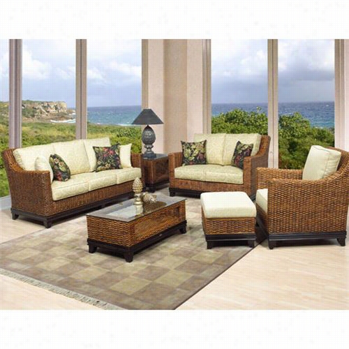 Boca Rattan 95001 Biscayne Arm Seating Chair In Royal Oak With Cushion