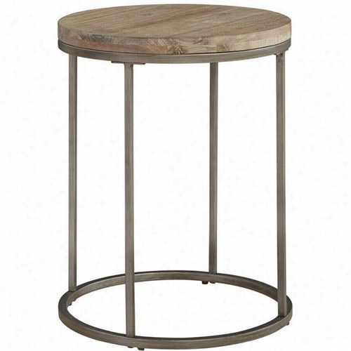 Casna 386-035-acg-035 Alana Round End Table In Natural Steel With Acacia Wood Top