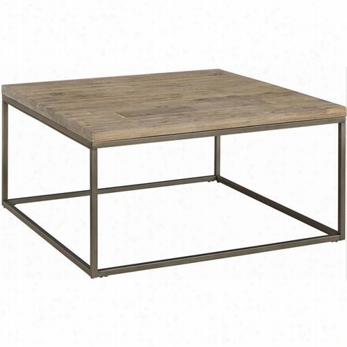 Casana 836-065-acg-065 Alana Square Coffee Table In Natural Steel With Acacia Wood Top