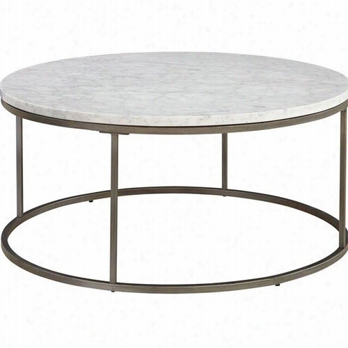 Casana 836-075-mbw-075 Alana Round Coffee Table In Natural Steel With White Marble Top