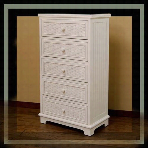 Chasco Designs 4284-5 Cottage 5 Drawer Chest With Glass Top
