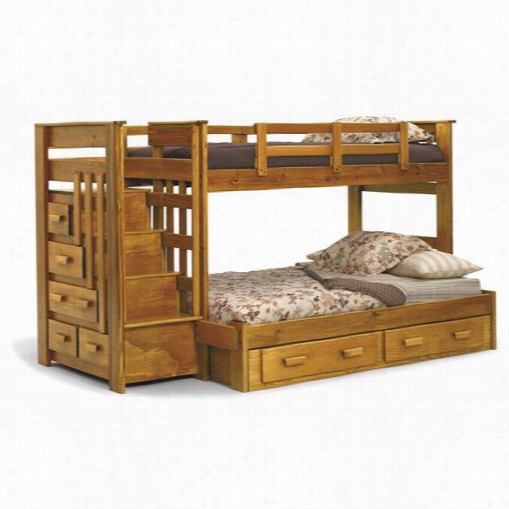 Chelsea Home Furniture 36500-s Win / Full Bunk Bed With Stiarway Chest And Underbed Storage Ib Honey