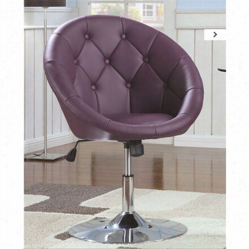 Coaster Furniture 102581 Swivel Chair In Chrome With Purple Fabric