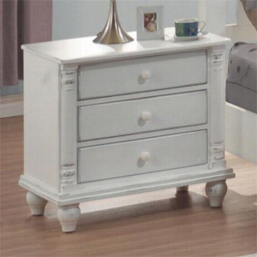 Coaster Furniture 201182 Kayla 3 Drawers Night Stand In White