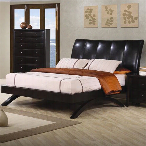 Coasetr Furniture 300356q Phoenix Contemporary Faux Leather Queen Upholsteed Arc Bed