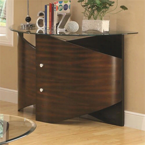 Coaster Furniture 701749 Demilune Sofa Table Chestnut Wit Shaped Bentowod Base And Glaws Top