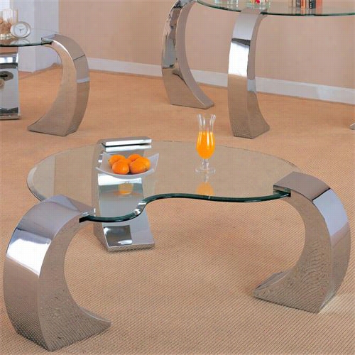 Coaster Furniture 720058 Custer Ccontemporary Metal Cocktaiil Table With Round Glass Top