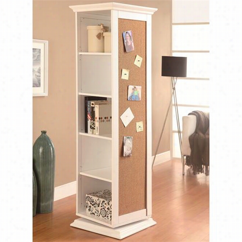 Coa Ster Furniture 910080 Swivel Storage Cabinet In White With Cork Board