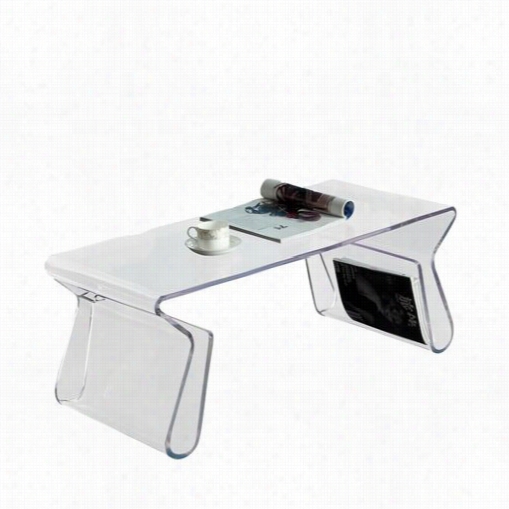 East End Imports Eei-562-clr Acrylic Rectangle Coffee Table With Magazine Holder In Clear