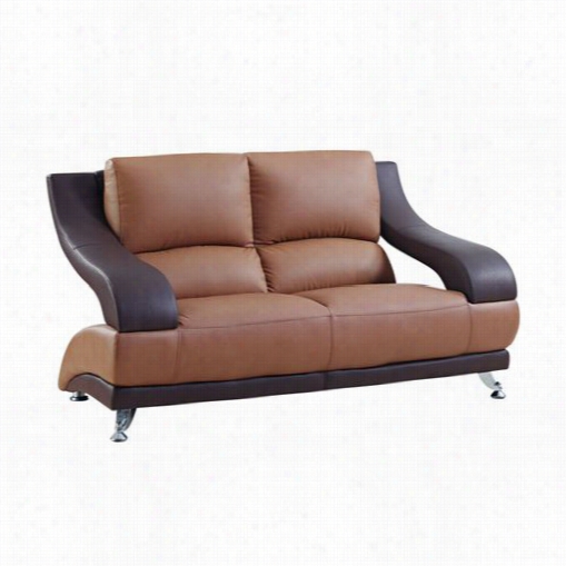 Golbal Furniture U982-rv-t-r-l 62"" Bojded Leather Loveseat In Brown/  Dark Brown