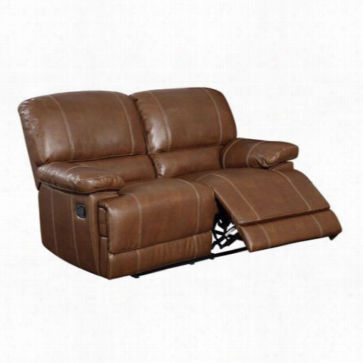 Global Furniture U9963-rodeo-brown-r-l Bonded Leather Reclining Loveseat In Rodeobrown