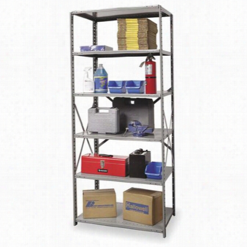 Hallowell 4511-12hg 36""w X 12""d X 87""h 6 Adjustab Le Shelves Starter Unit Open Style With Swyabraces Hi-tech Metal Shelving In Gray